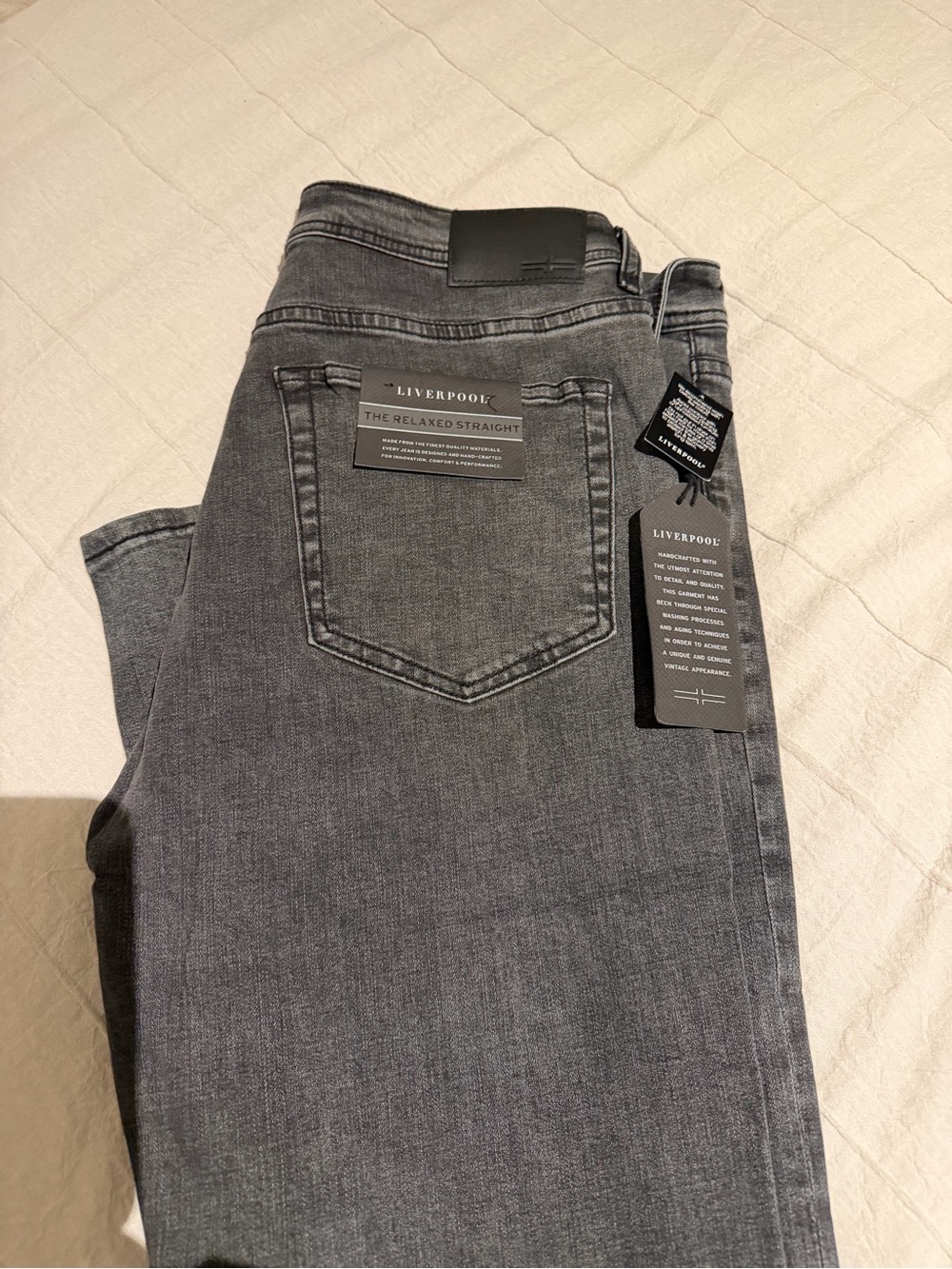 Liverpool Men's Relaxed Straight Jeans - Charcoal Gray (washed black) NWT